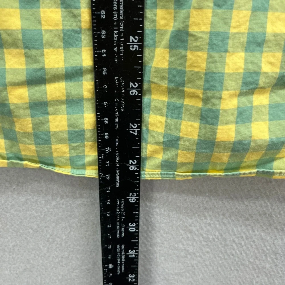 J.Crew Shirt Mens M Green Yellow Gingham Slim Fit Preppy Flex Washed Oxford